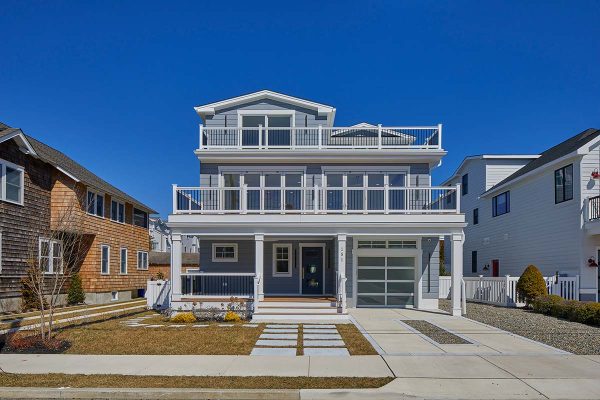 Front of custom home built in Avalon, NJ