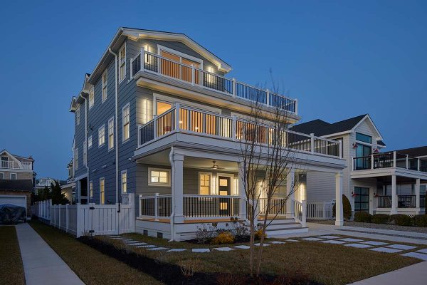 Front of custom home built in Avalon, NJ
