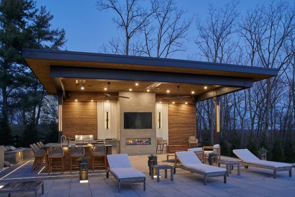 Line Lexington outdoor kitchen evening